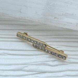 Signed Monet Gold Tone Double Bar Pin